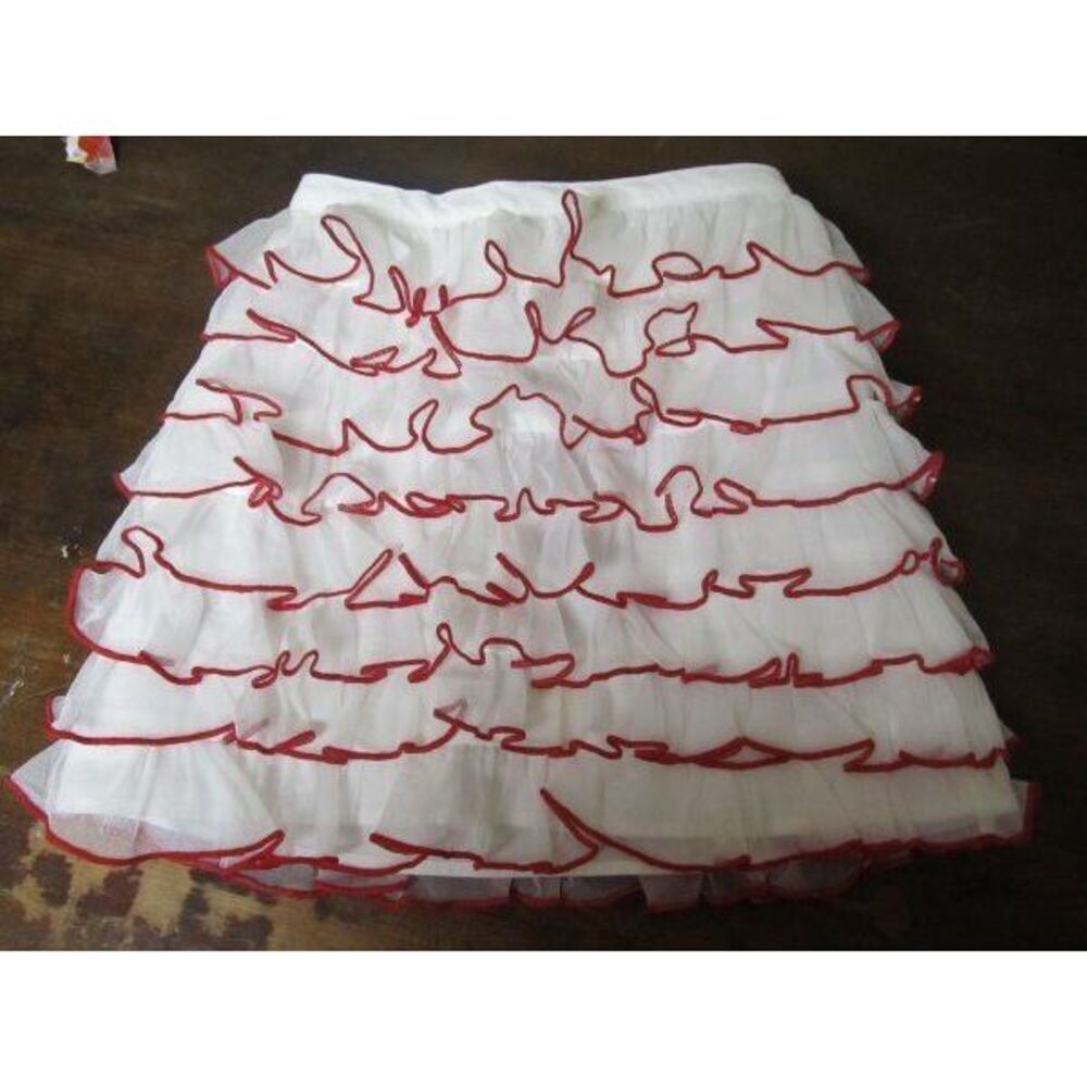 NWT-$68 Beetlejuice London‎ White Red RUFFLED RUMBA Skirt Poppy Love 2 2T-NEW